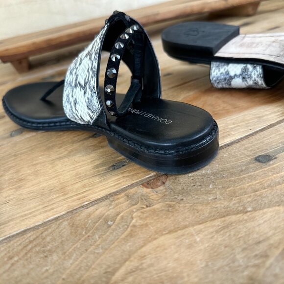 Donald Pliner Snake Leather Sandals Rhinestones 7.5 Jeweled - Picture 4 of 9
